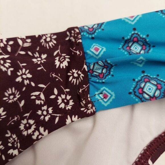 NWT LAUNDRY BY SHELLI SEGAL Sz M Floral Blue/Purple Bikini Bottoms - Picture 3 of 8